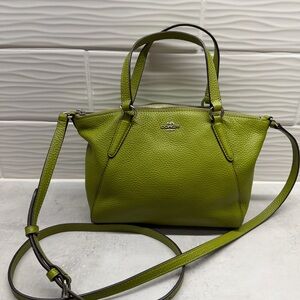Coach Kelsey Satchel Green Pebbled Leather